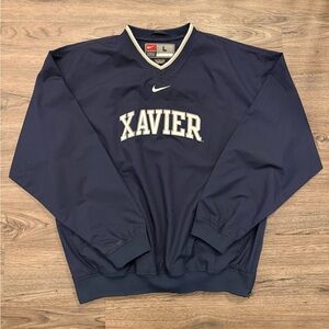 Vintage Nike Xavier Center Swoosh Windbreaker Sweatshirt College Basketball